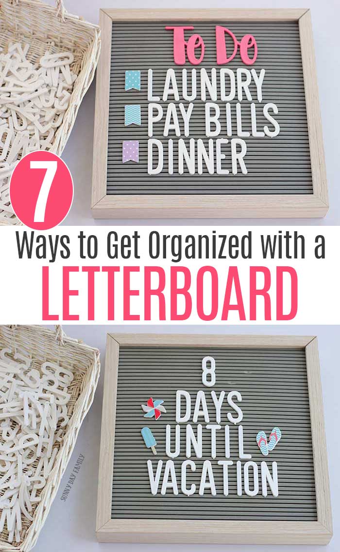 Use a letter board to get organized. These ideas are GENIUS! Super easy ways to use a letterboard for home organizing. #letterboard #organizing #homedecor #organize #homeideas