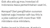Gak aka ada yang mau investasi di Indonesia masa pemerintahan saat ini... 