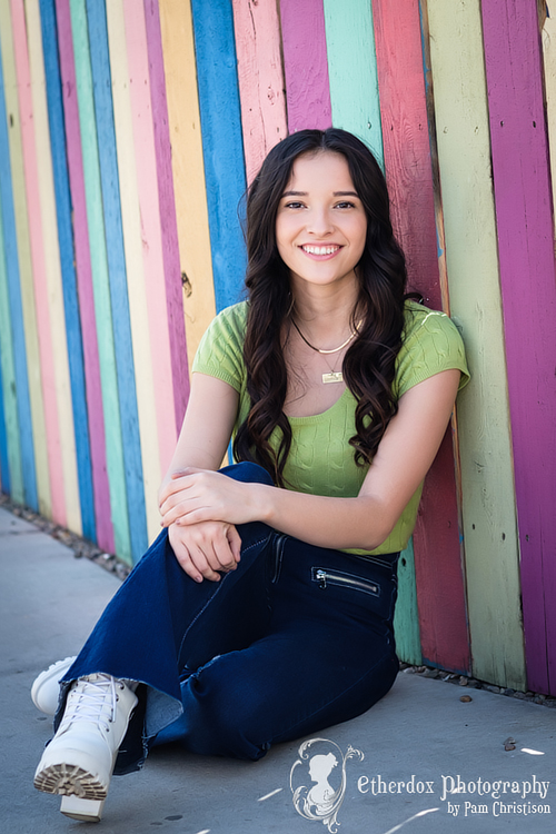 Professional photo of a beautiful high school senior girl in Albuquerque Early College Academy