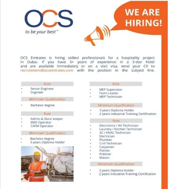 Job Opportunities with OCS Emirates in Dubai