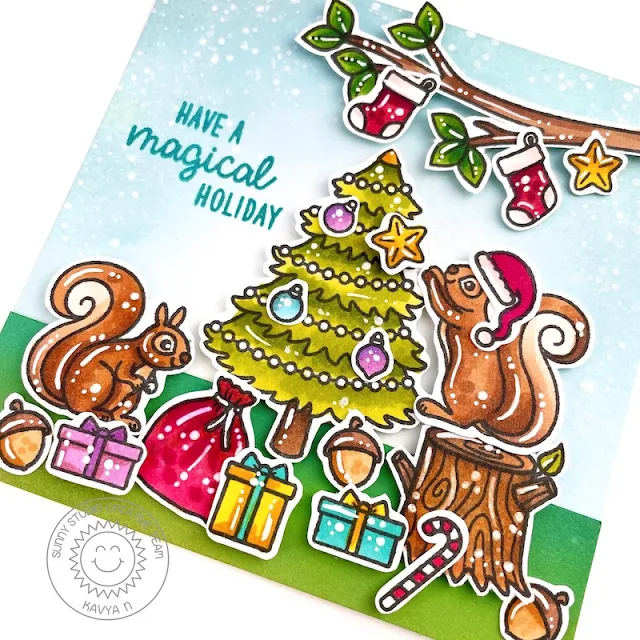 Sunny Studio Stamps: Squirrel Friends Card by Kavya (featuring Santa Clause Lane, Cozy Christmas)