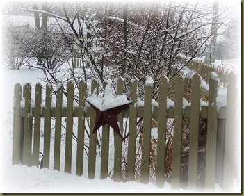 Snow on fence