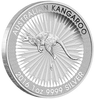 Серебряная монета австралийский красный кенгуру 2016 БУ