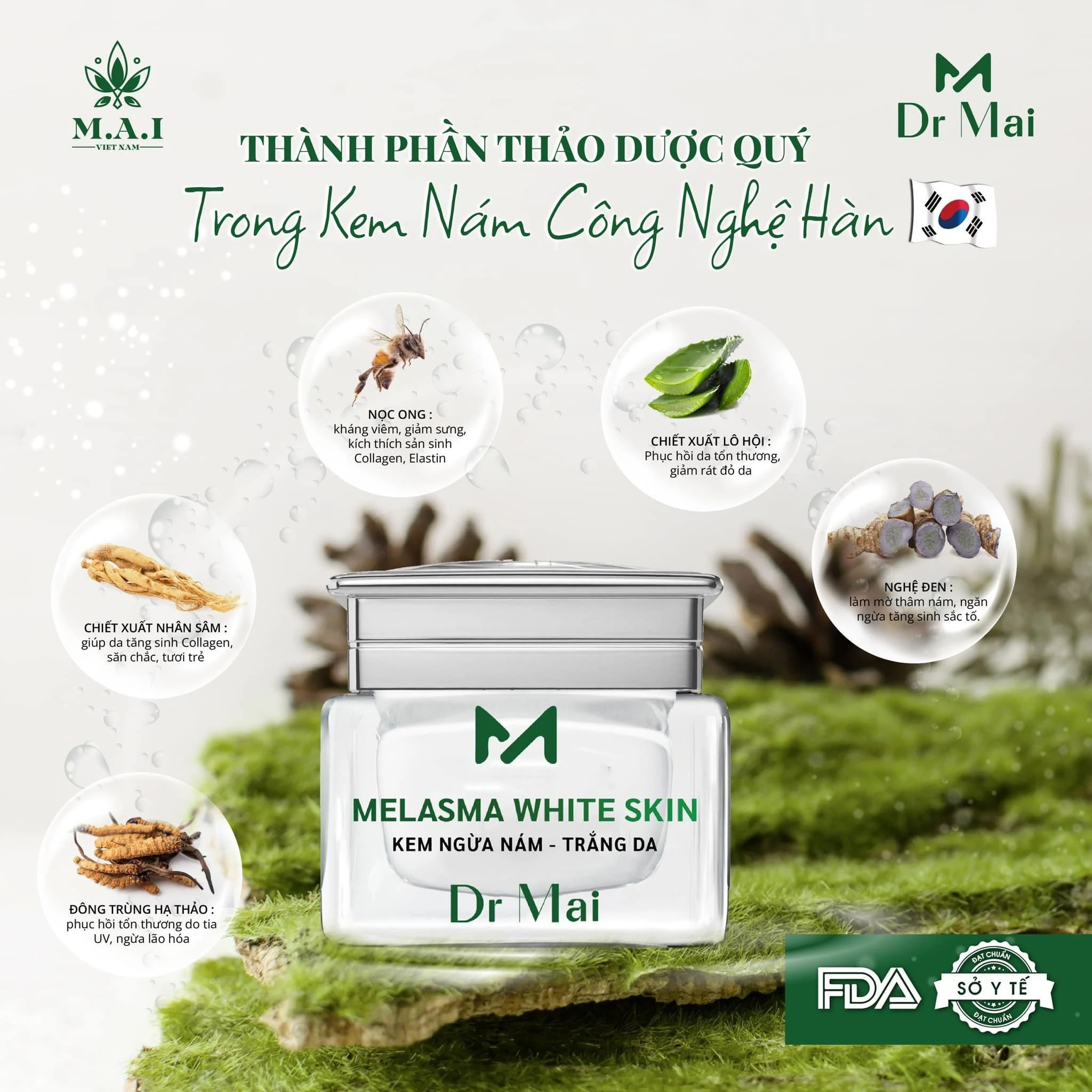 Kem nám Melasma Dr Mai giúp sáng da, phục hồi da