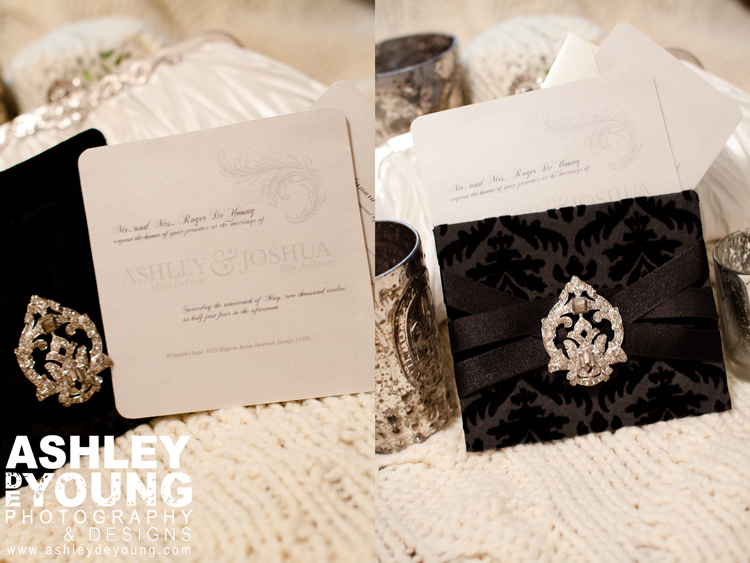 Black damask do it yourself wedding invitation template Ashley DeYoung