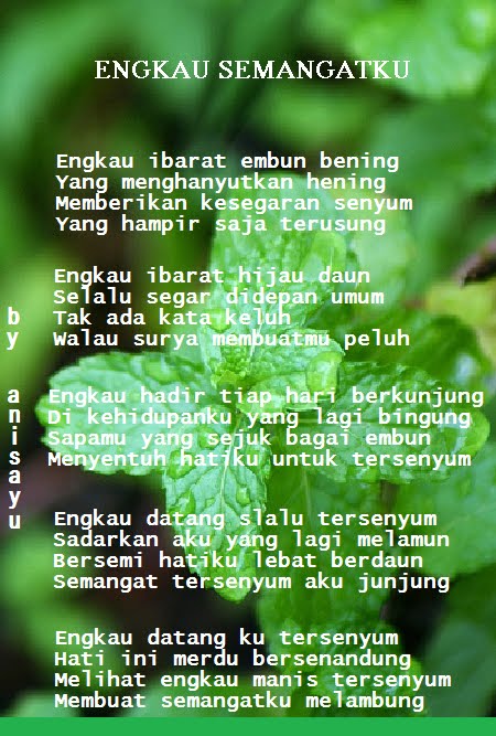 PUISI CINTA BY ANISAYU: * ENGKAU SEMANGATKU