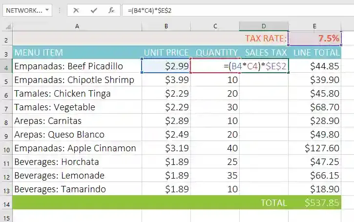 مراجع الخلايا النسبية والمطلقة والمختلطة | اكسيل 2016 Microsoft Excel