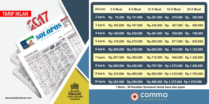 Iklan jual beli Mobil di koran Solopos - comma advertising