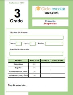 Examen diagnóstico Tercer grado 2022-2023