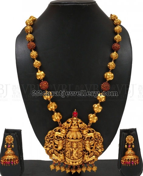 Spinal Ruby Balls Long Set with Krishna Locket