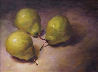 three green pears print