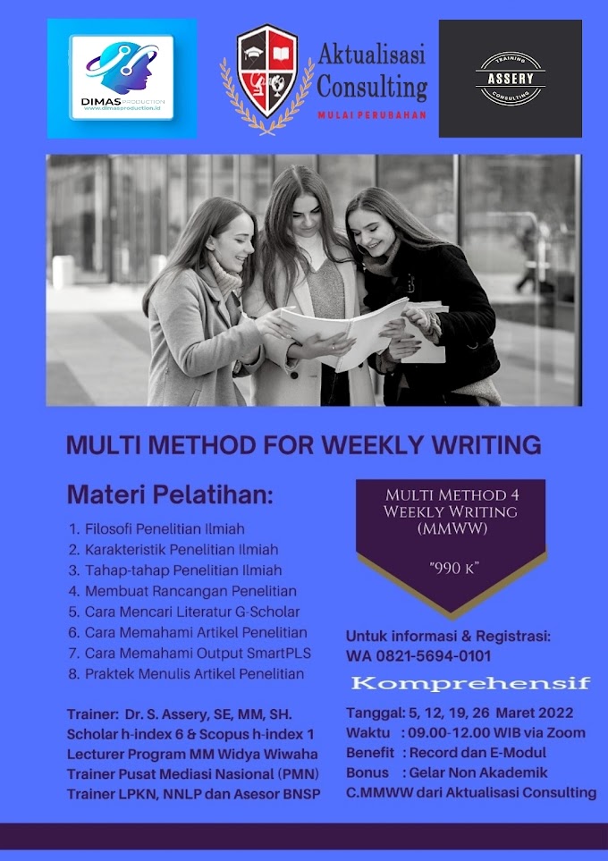 WA.0821-5694-0101 | Gelar Non Akademik Certified Multi Method For Weekly Writing (C.MMWW)