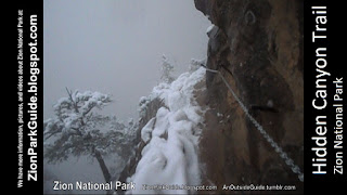 Zion National Park - Snow Hike - Hidden Canyon Trail - Hiking along chains