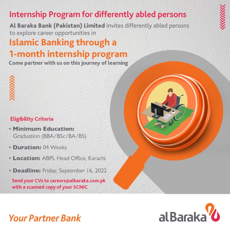 Al Baraka Bank (Pakistan) Limited offers internship program for differently abled persons