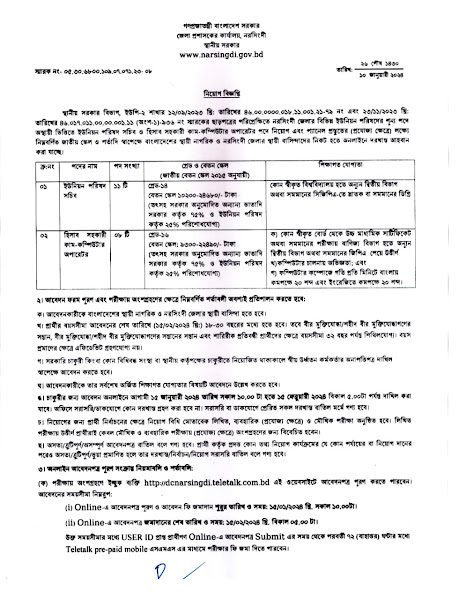 Narsingdi UP job circular 2024