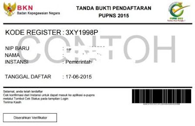 gambar contoh tanda bukti registrasi PUPNS