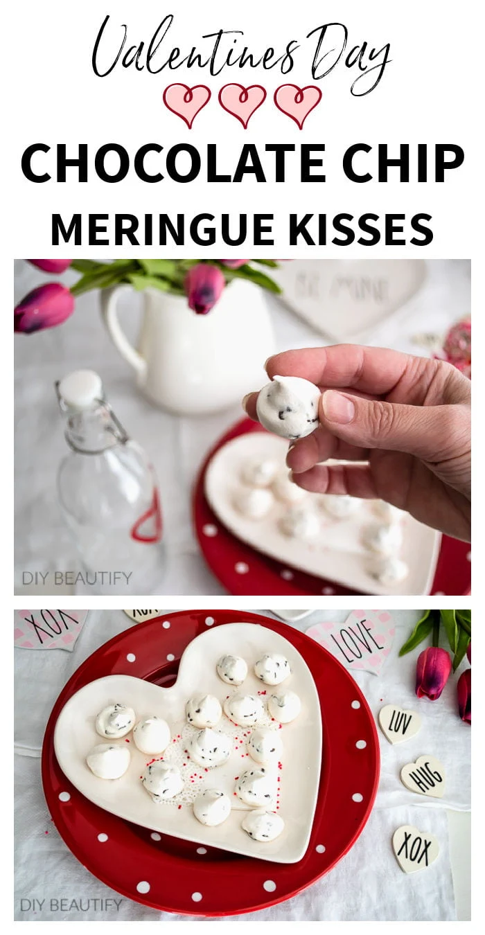 Valentine's Day dessert recipe - chocolate chip meringue  kisses