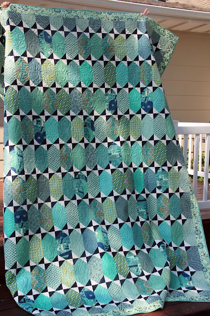 Tula Pink's Pancakes pattern in blues and seafoam.