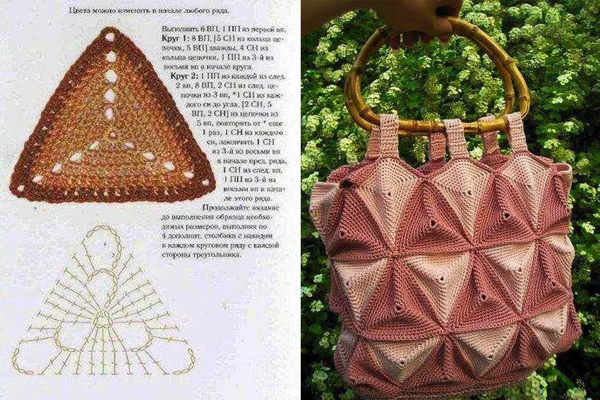 Idea para el día de la madre: bolso tejido con ganchillo con grannys triangulares