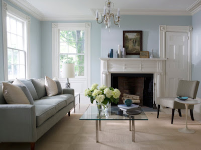 Neutral Sky blue Living Room Design Colors