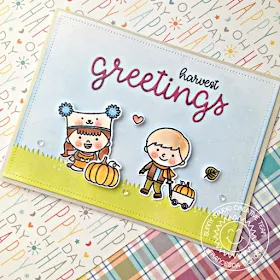 Sunny Studio Stamps: Fall Kiddos Greetings Word Die Harvest Greetings Card with Franci Vignoli
