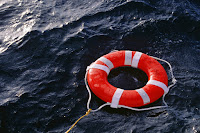 Life preserver in water