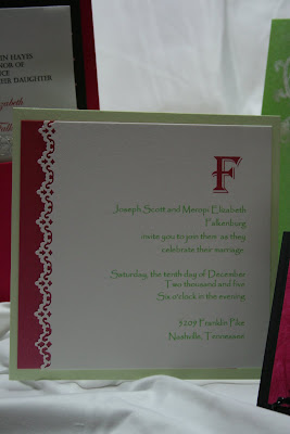 Lace Detail on Hot Pink and Green Invitation