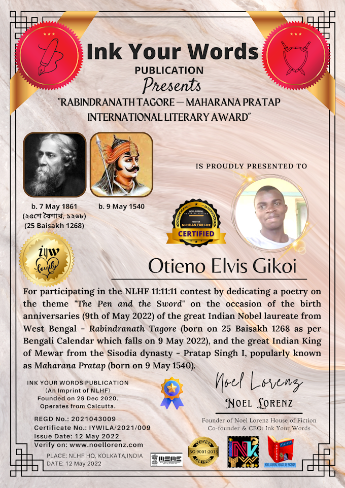 Rabindranath Tagore - Maharana Pratap International Literary Award - Otieno Elvis Gikoi
