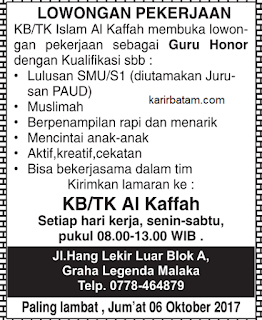 Lowongan Kerja KB/TK Al kaffah