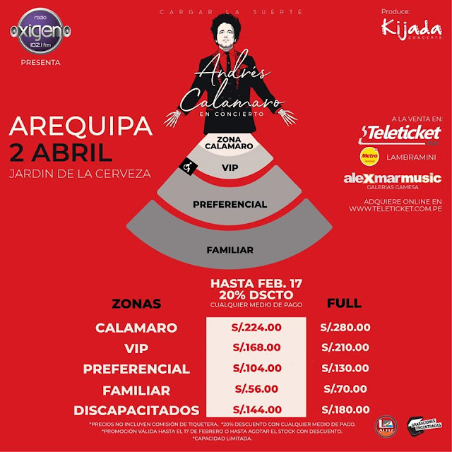 Precio de entradas Andres Calamaro 2020