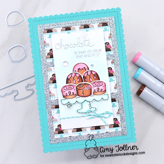 Love and Chocolate Stamp and Die Set, Love and Chocolate Paper Pad, A7 Frames and Banners Die Set by Newton's Nook Designs #newtonsnookdesigns #newtonsnook #handmade