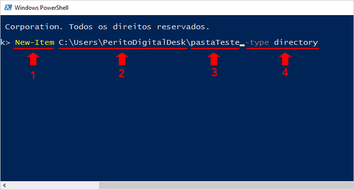 Criar pasta no Windows com o PowerShell