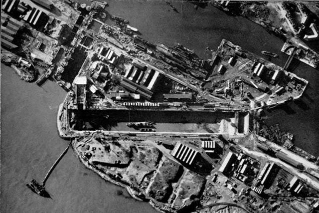 Dry dock at St. Nazaire, March 1942 worldwartwo.filminspector.com