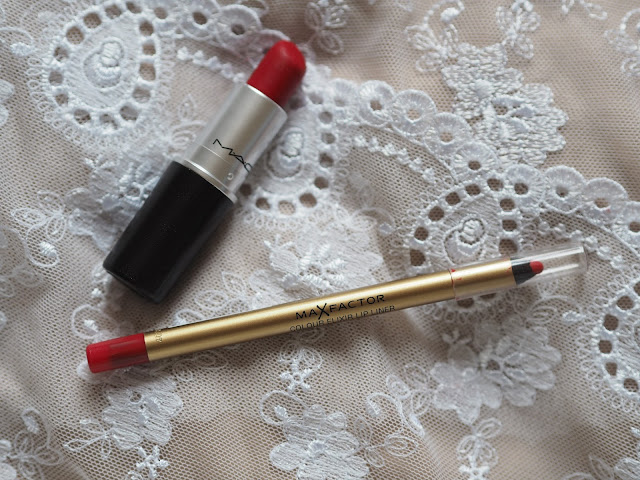 Mac Ruby Woo + MaxFactor Colour Elixir Lip Liner in 10 Red Rush