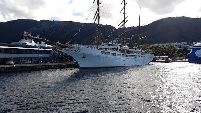 Square-rigged Barque/cruise ship Sea Cloud II in Bergen, Norway; Ships in Bergen