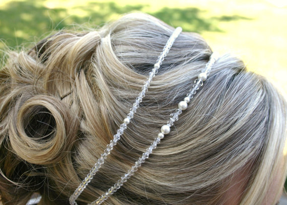 ClybournAve has this amazing crystal headpiece that can be worn a variety of