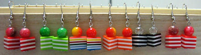 wire wrap colorful plastic beads earrings