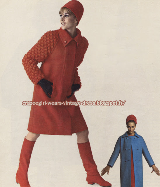 coat 1966  Jean Patou Philippe Venet 60s 1960 red blue