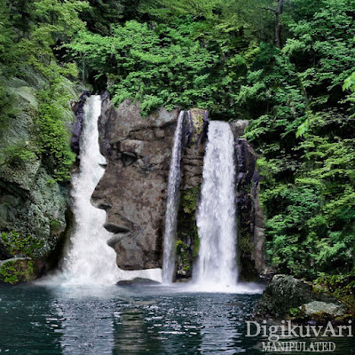 Rocky woman in a waterfall - Photo Manipulation Art