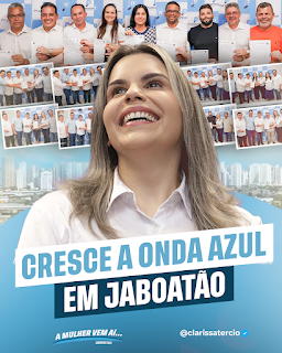 CRIAÇÃO DE ARTE PARA POLÍTICO - CRESCE A ONDA AZUL EM JABOATÃO DOS GUARARAPES - CLARISSA TÉRCIO