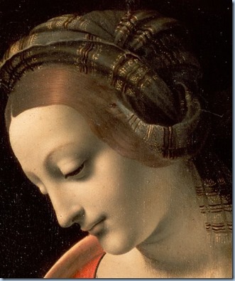 Leonardo da Vinci ~ Madonna and Child (Madonna Litta) detail, c.1490