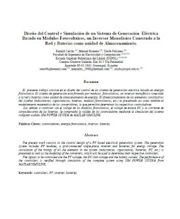 Diseño del Control y Simulación de un Sistema de Generación Eléctrica Basado en Módulos Fotovoltaicos