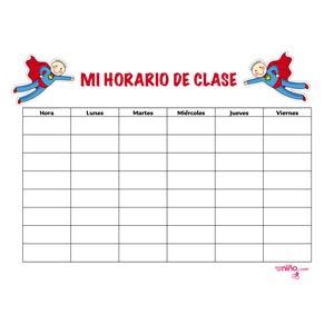 Horario escolar de super heroe