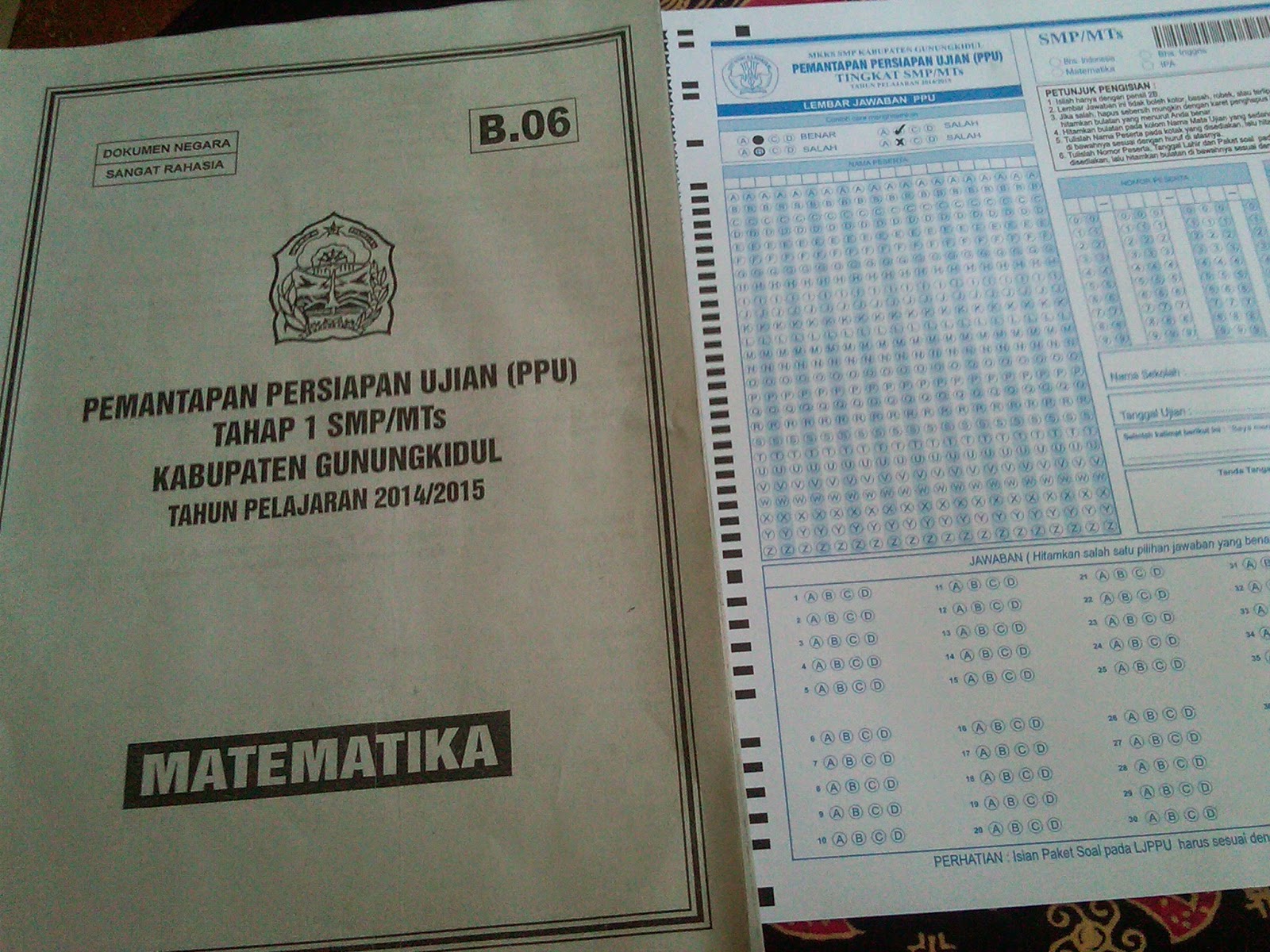 Adapun Pelaksanaan Pemantapan Persiapan Ujian PPU Tahap 1 ini pada hari pertama Mata Pelajaran Bahasa Indonesia dan Matematika dan pada hari kedua adalah