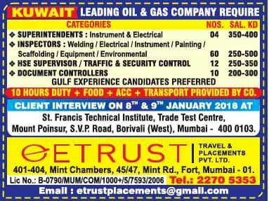 Leading Oil & Gas company JObs for Kuwait - free food & Accommodation