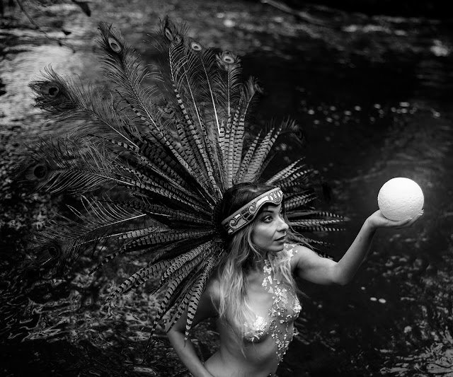 Yvette Marie Ramirez Aztec Moon Goddess cosplay Coyolxauhqui nature model photoshoot