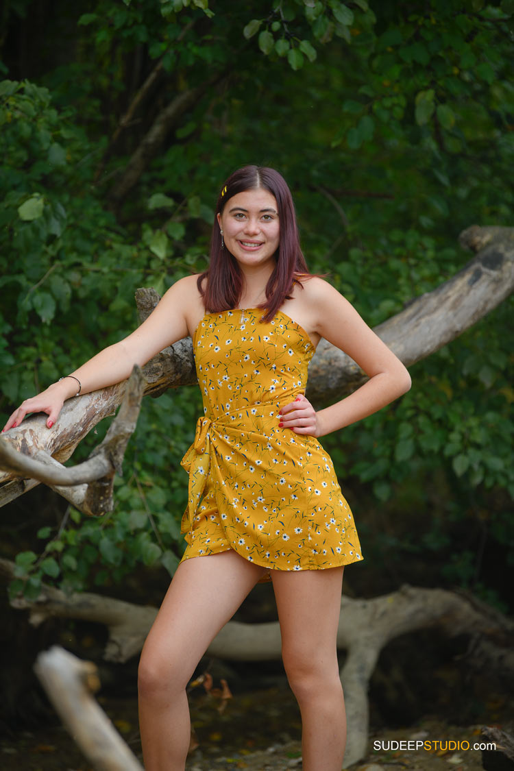 Huron High School Girls Senior Portrait in Nature Forest Woods SudeepStudio.com Ann Arbor Senior Pictures Photographer