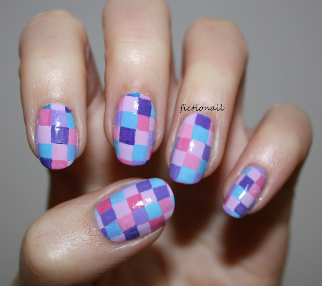 Patchwork Pastel Colour Block Nail Art