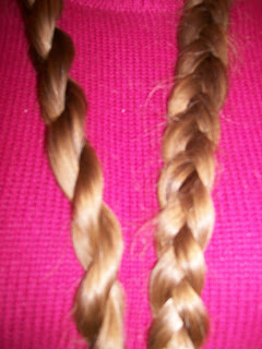 Hair "rope" compared with a 3-strand braid.