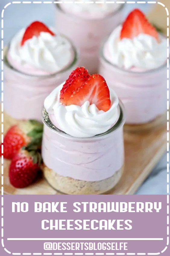 Delicious no-bake strawberry cheesecakes are a simple summer dessert that kids can help make! #DessertsBlogSelfe #strawberryrecipe #cheesecake #nobakedessert #recipevideo #SummerDesserts